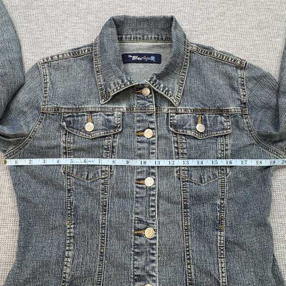 Blue Age Womens Denim Jean Jacket Faded Blue Button Front Pockets Size Medium - Picture 10 of 14